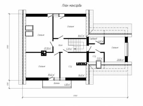 Проект одноэтажного дома с мансардой